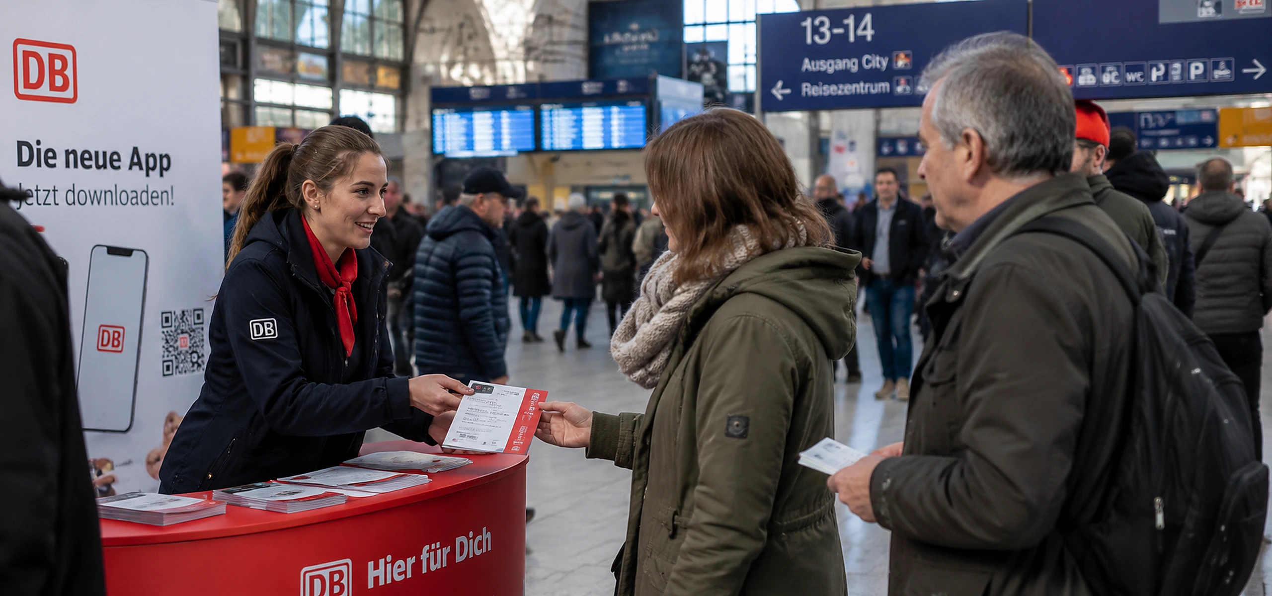 Sales-Promotion — Deutsche Bahn App-Beratung am Bahnhof