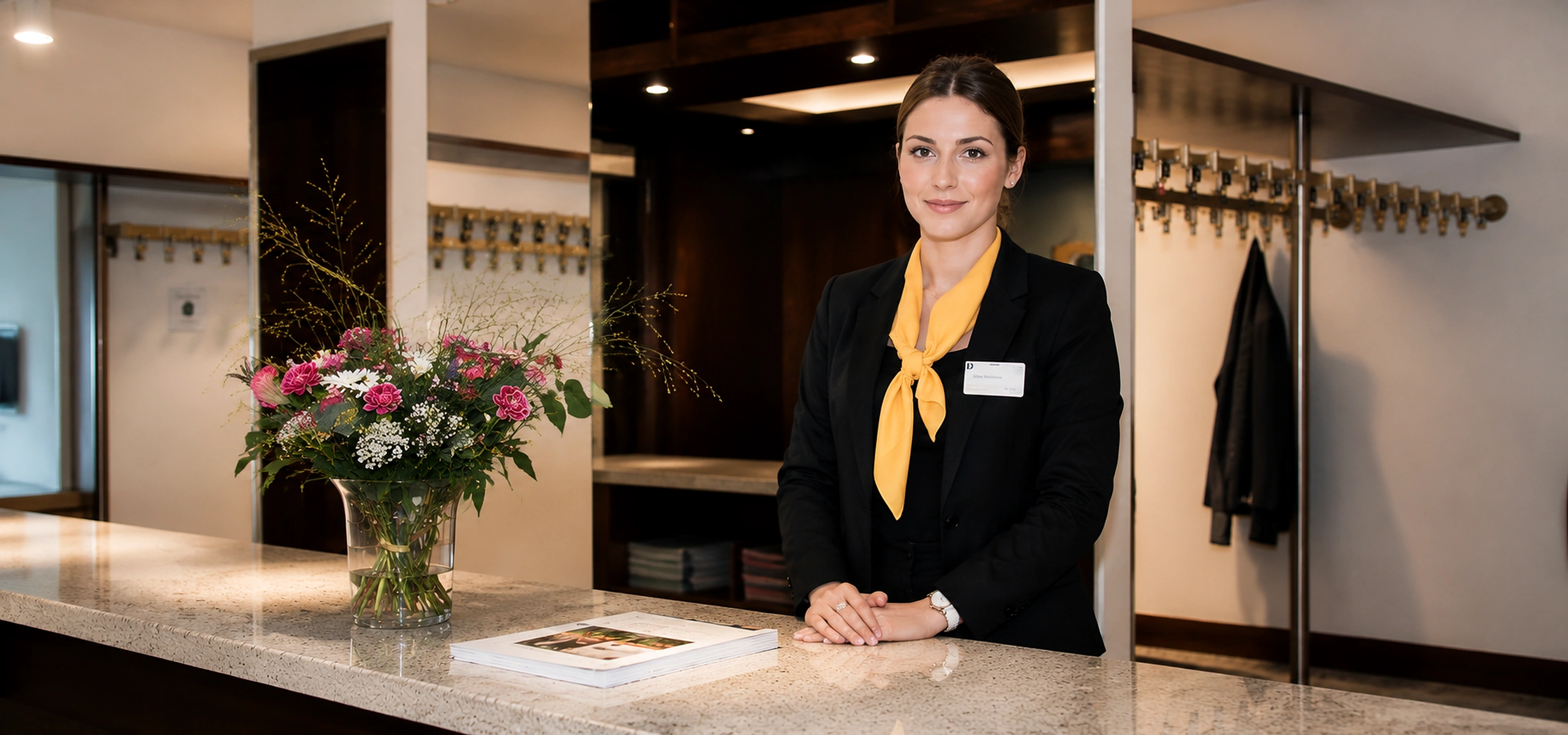 Empfangshostess an eleganter Eventrezeption