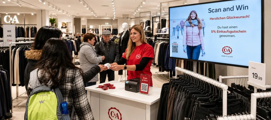 POS-Promotion bei C&A — Scan and Win Gewinnspiel-Aktion