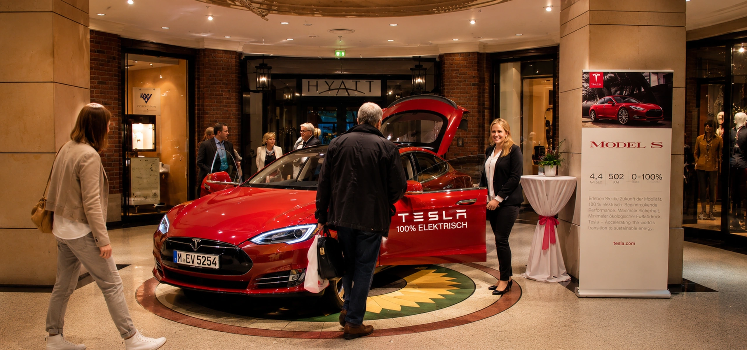 Tesla Elektroauto — Markenpromotion im Hotel