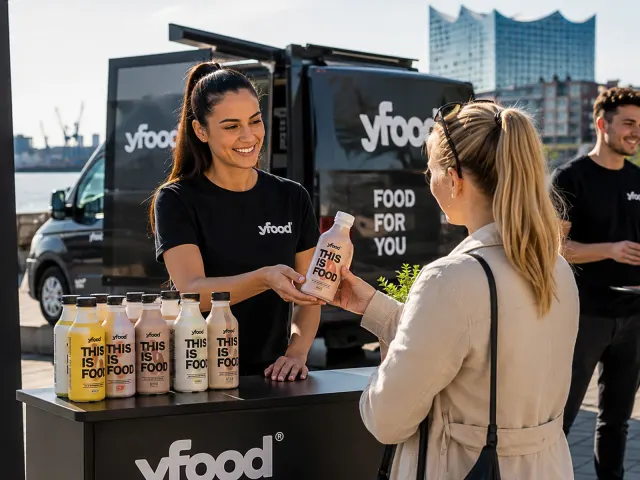 yFood Roadshow-Stand — Getränke-Sampling